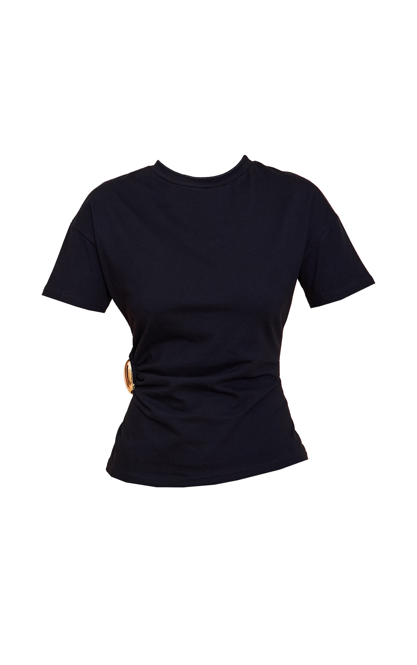 Black Trim Detail Asymmetric Hem T Shirt