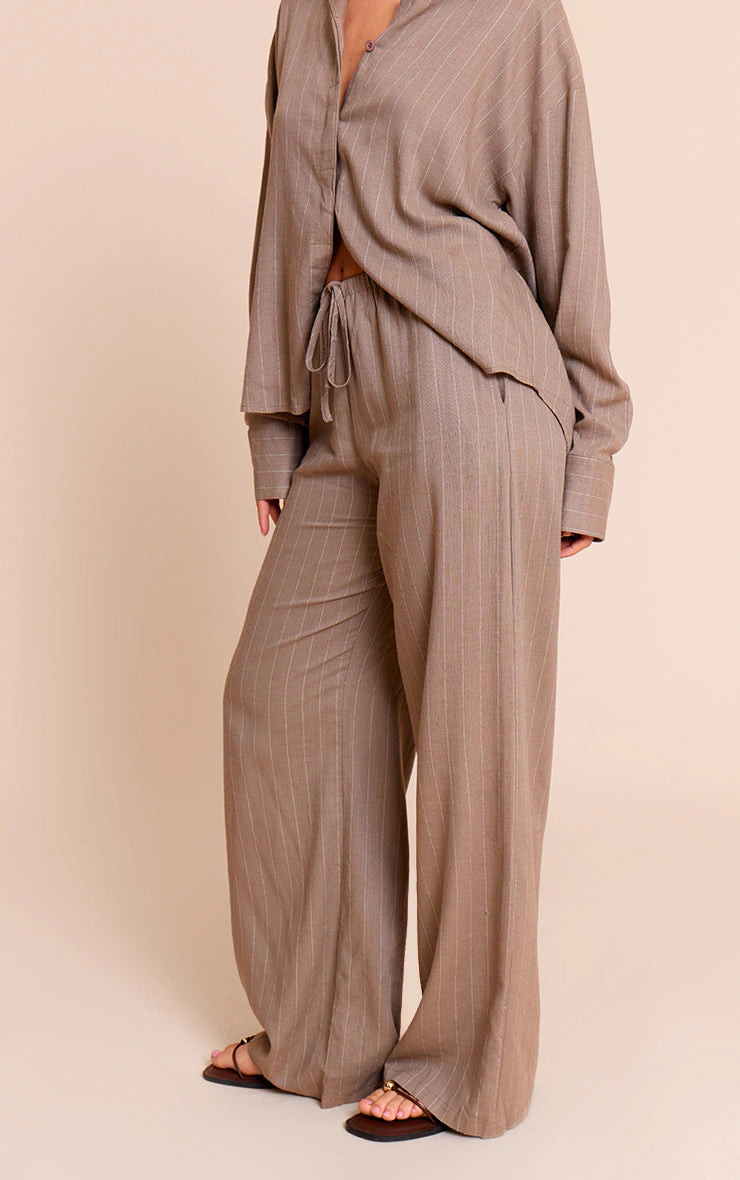 Taupe Pinstripe Casual Pant