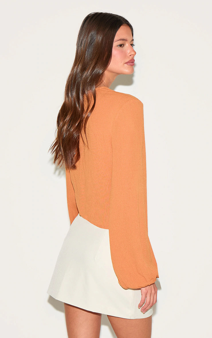 Chestnut Tie Front Blouse