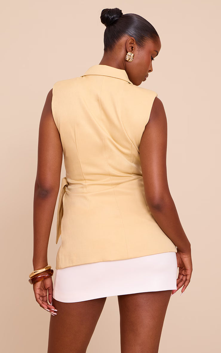 Butter Yellow Tie Waist Vest