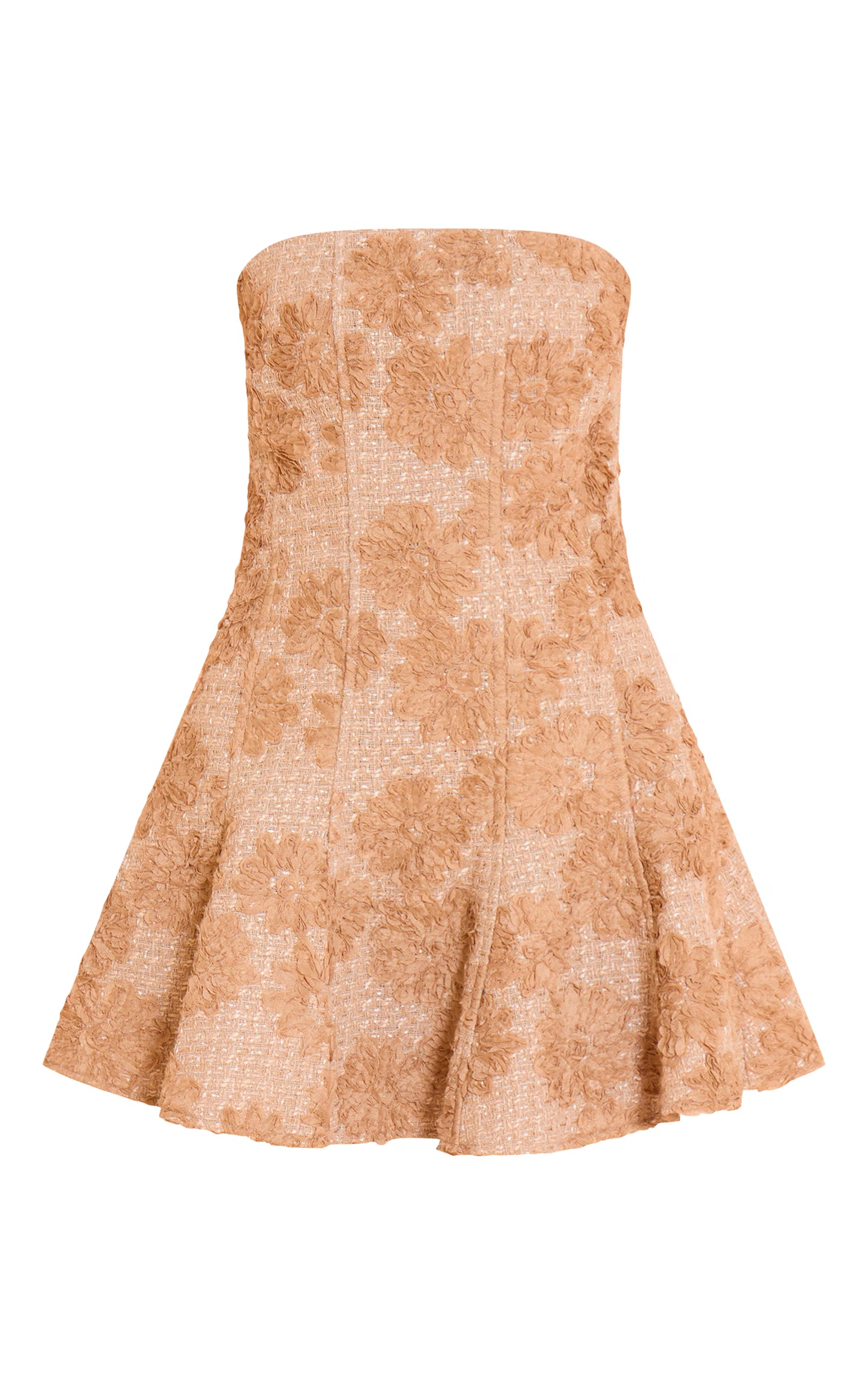 Taupe Floral Jacquard Boucle Skater Dress