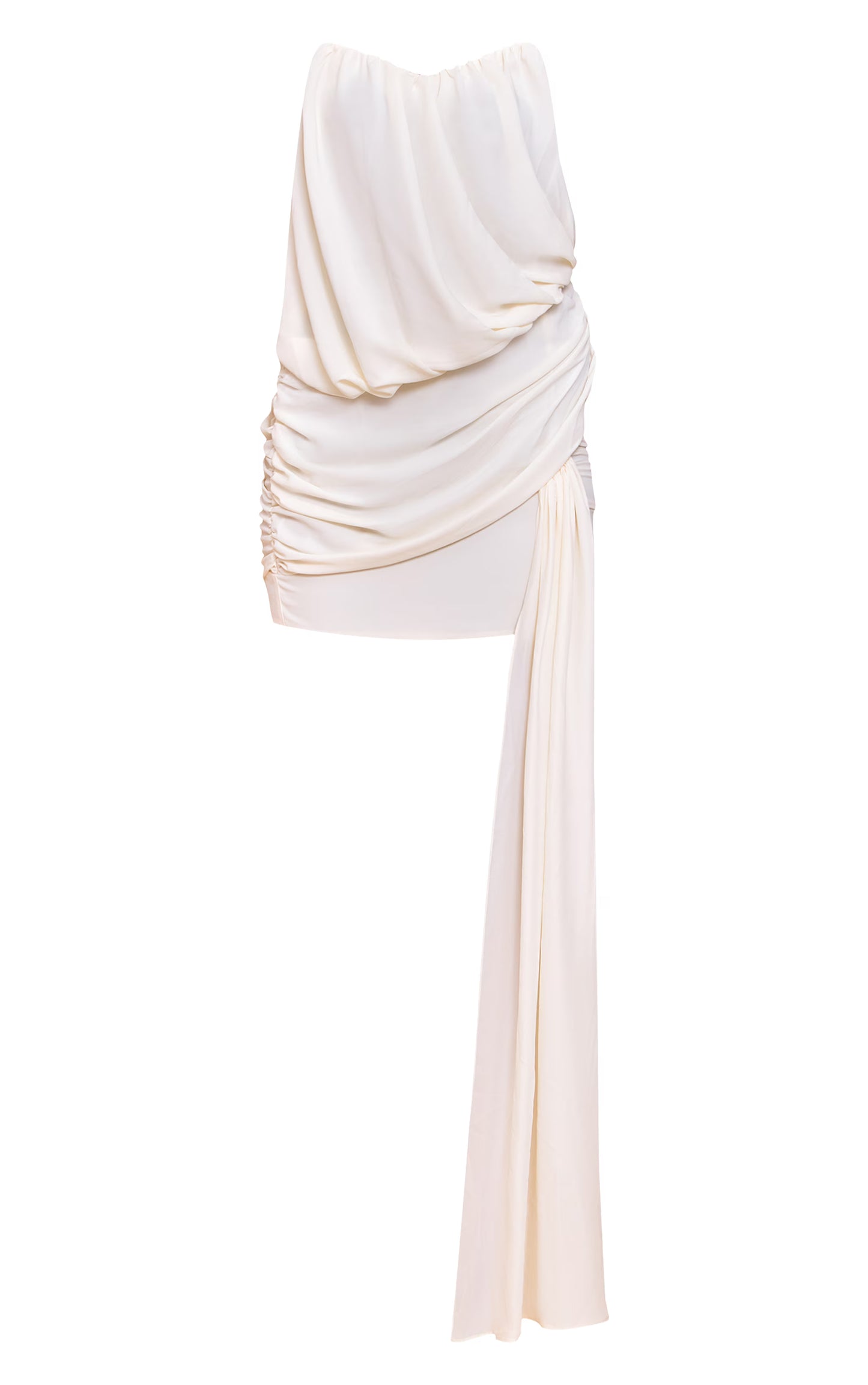 Cream Wired Bandeau Drape Bodycon Dress