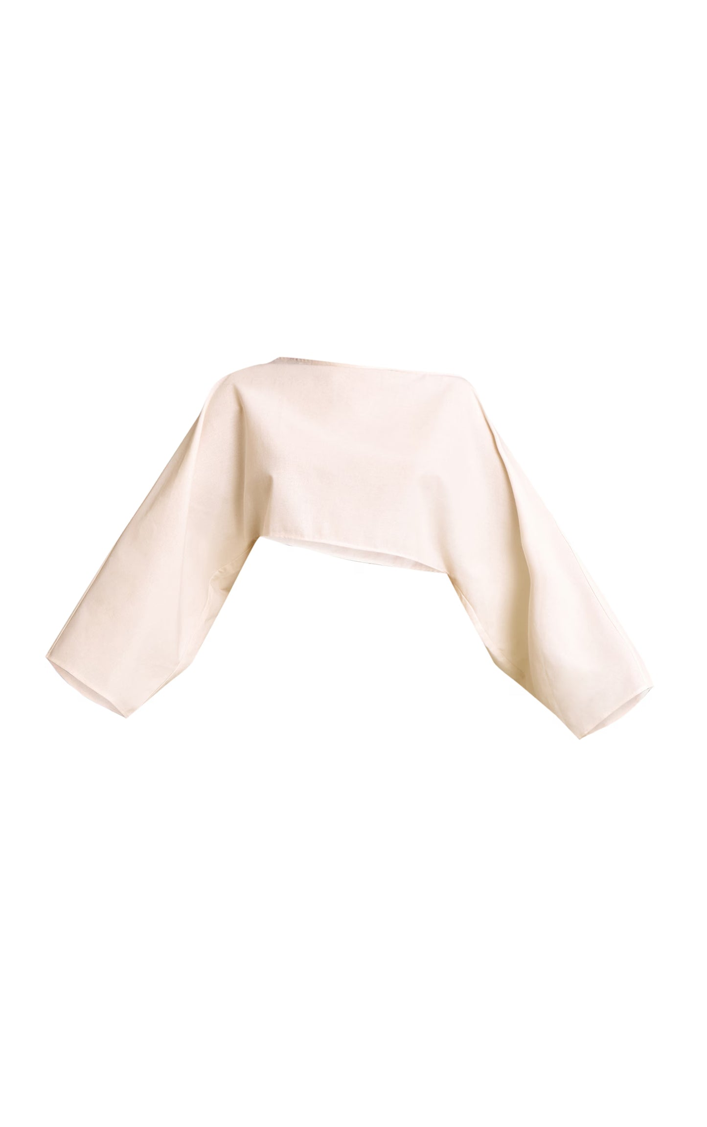 Cream Lightweight Woven Balloon Sleeve Crop Top