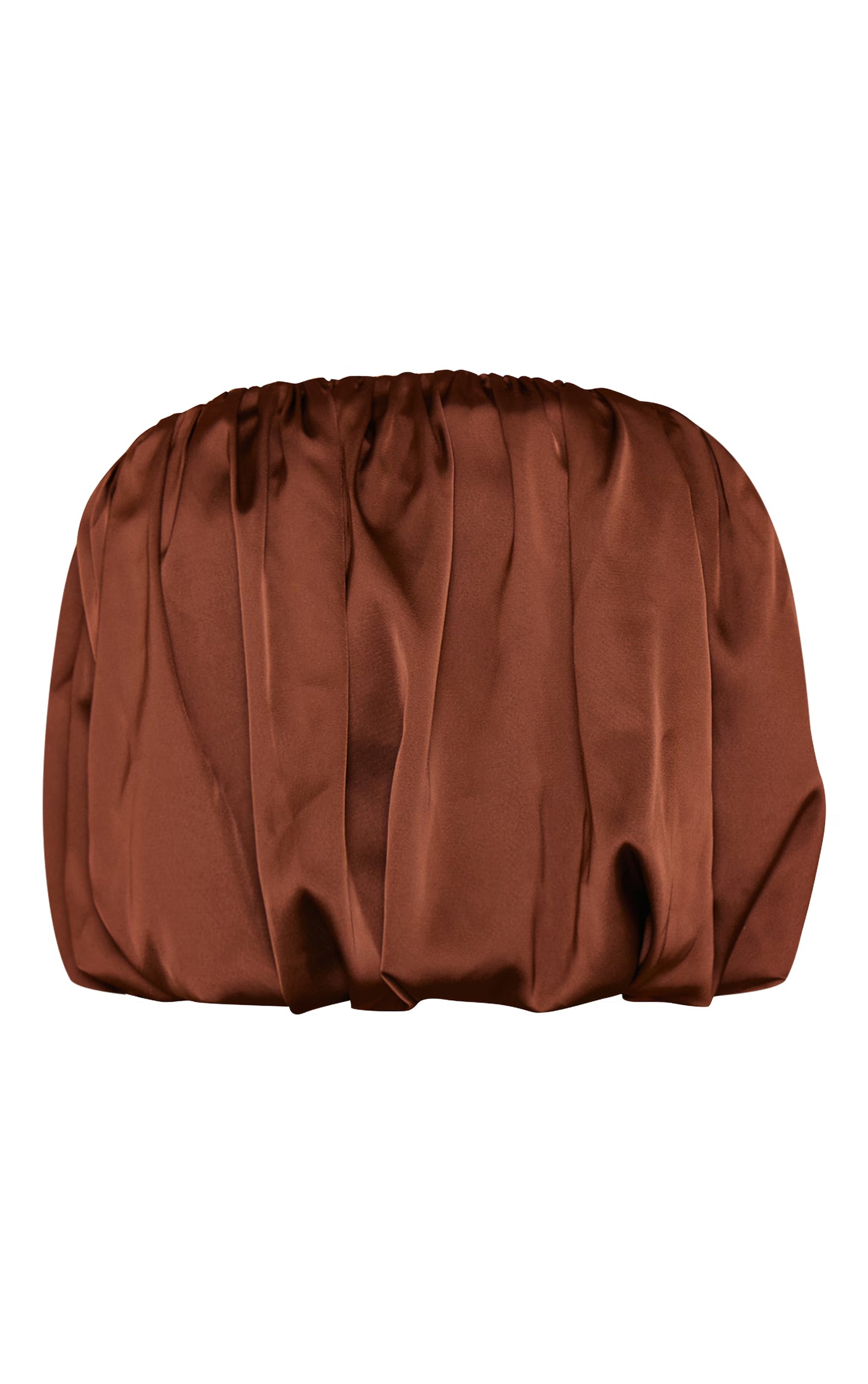 Chocolate Brown Satin Puffball Bandeau Top