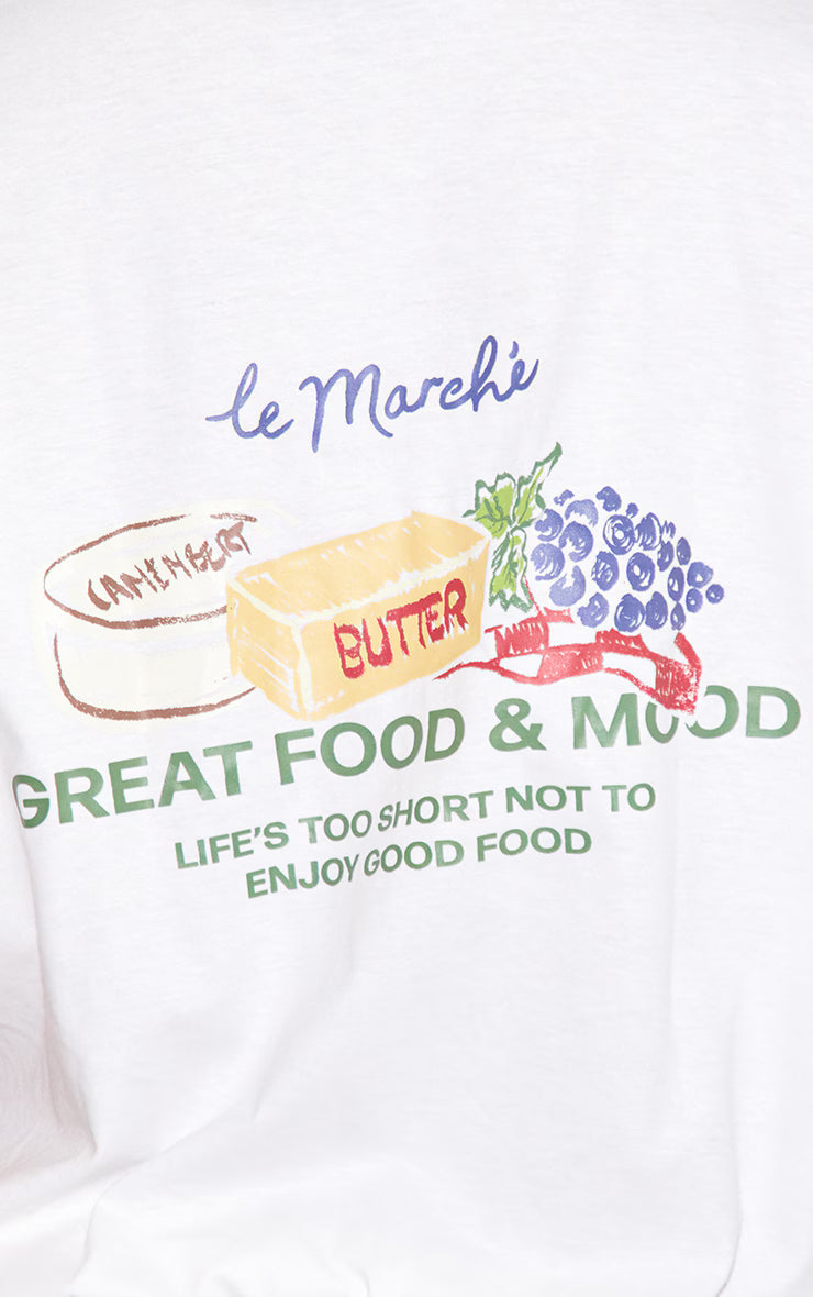 White Food Market Graphic Oversized T-shirt