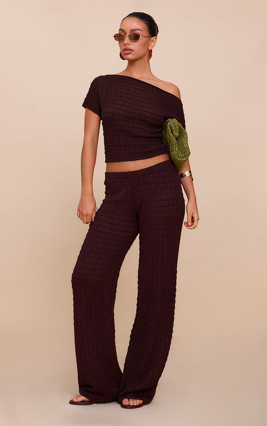 Chocolate Textured Knit Pant
