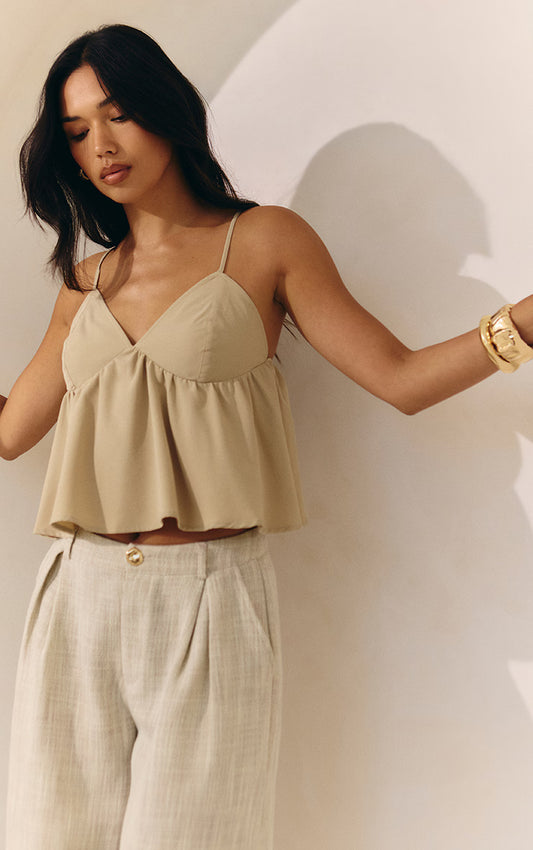 Beige Woven Floaty Cami