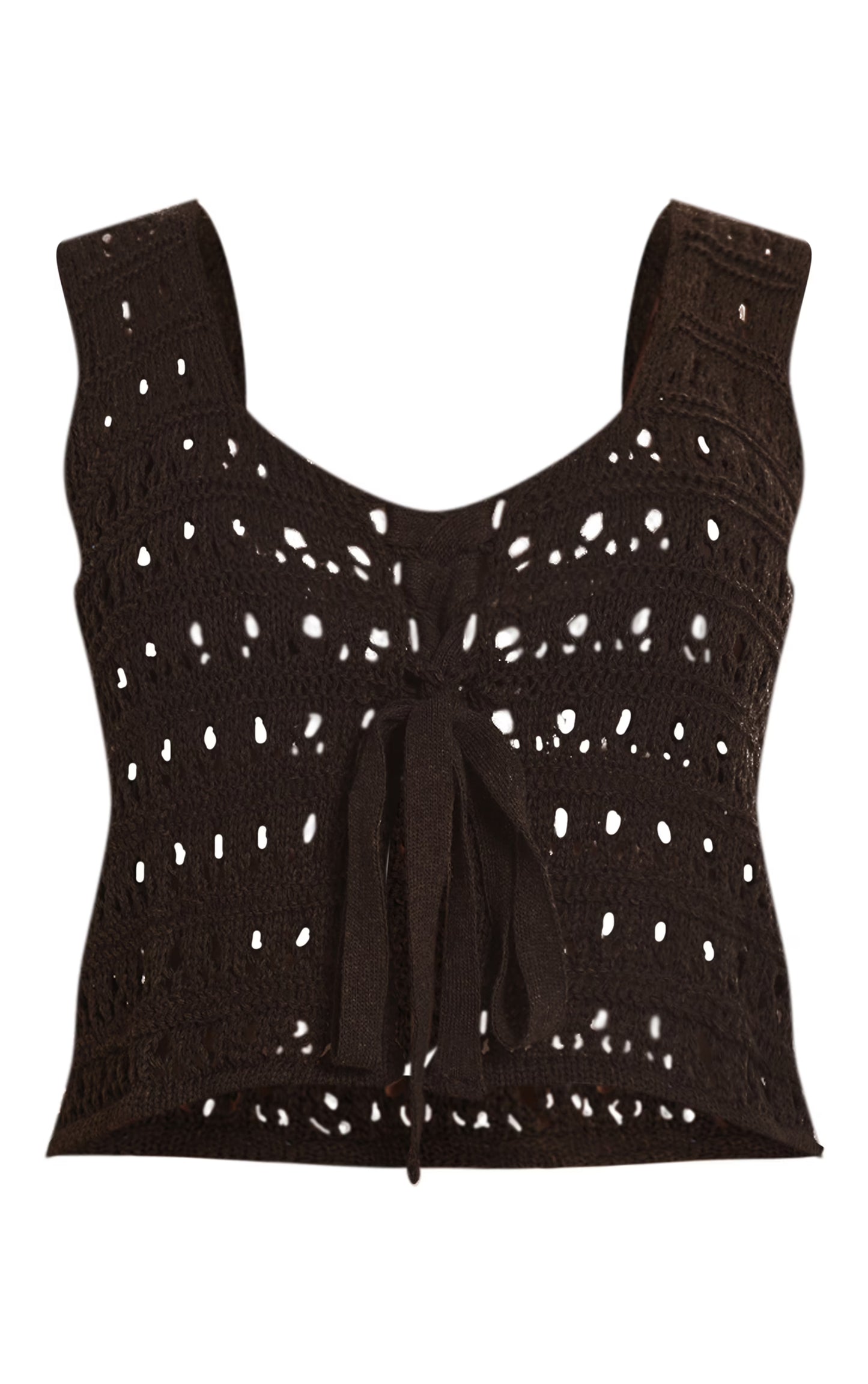 Chocolate Crochet Tie Front Beach Top
