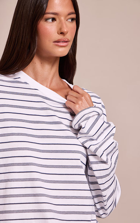 Navy Striped Long Sleeved Top