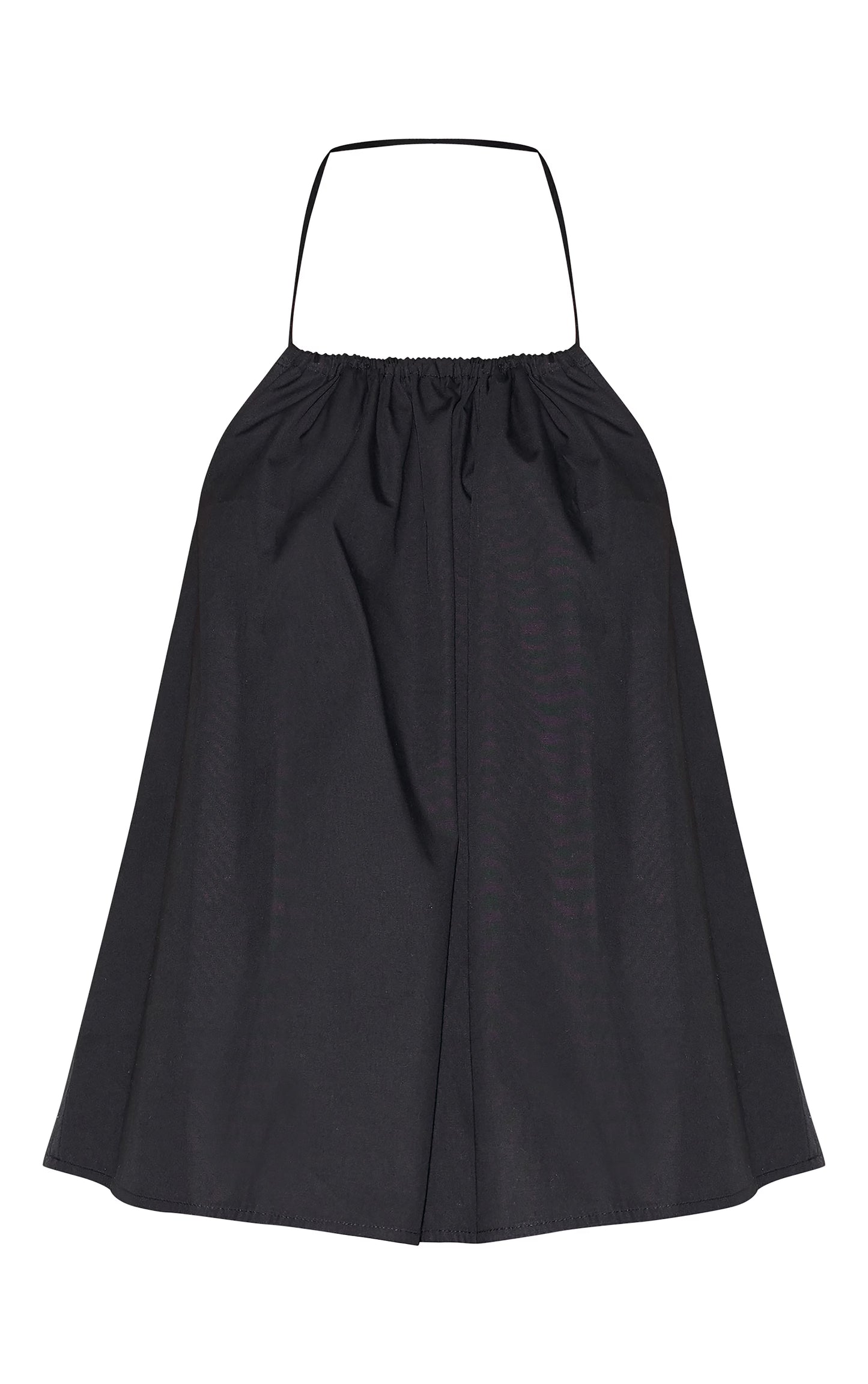 Tall Black Poplin Low Back Halterneck Top