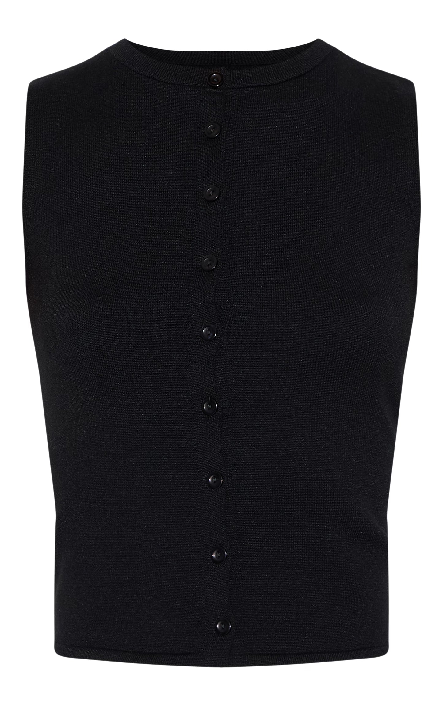 Tall Black Button Through Sleeveless Top