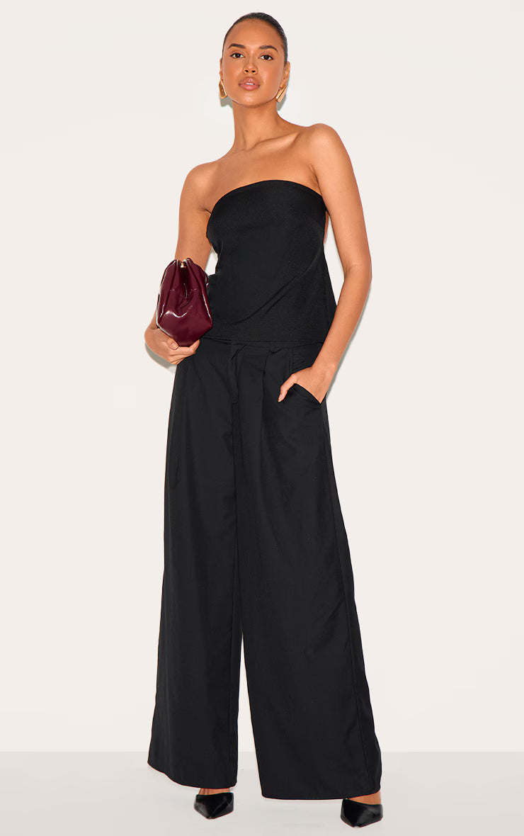 Black Boxy Woven Bandeau