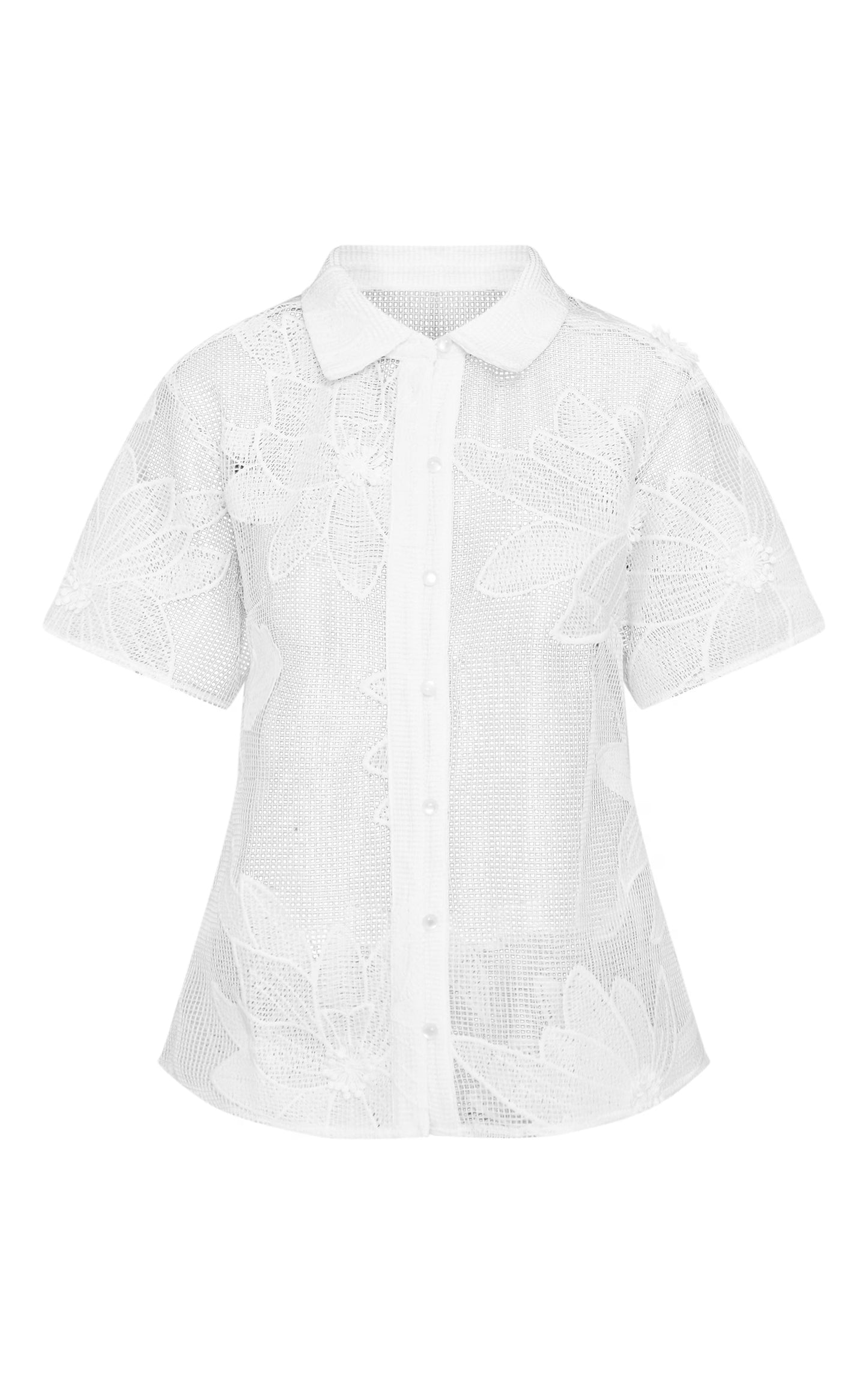 Petite White Applique Flower Shirt
