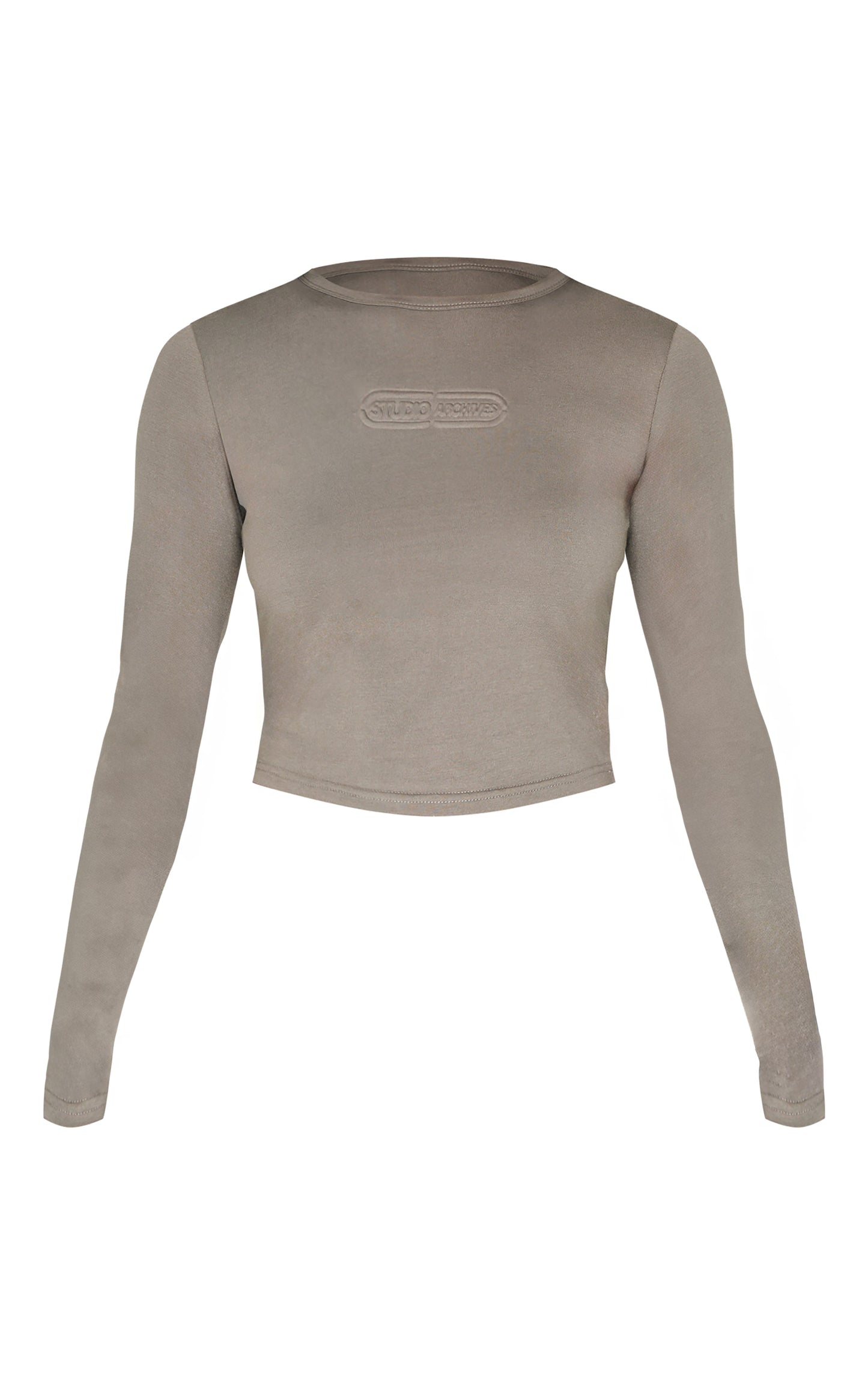 Sage Khaki Embossed Studio Archives Long Sleeve Baby T Shirt
