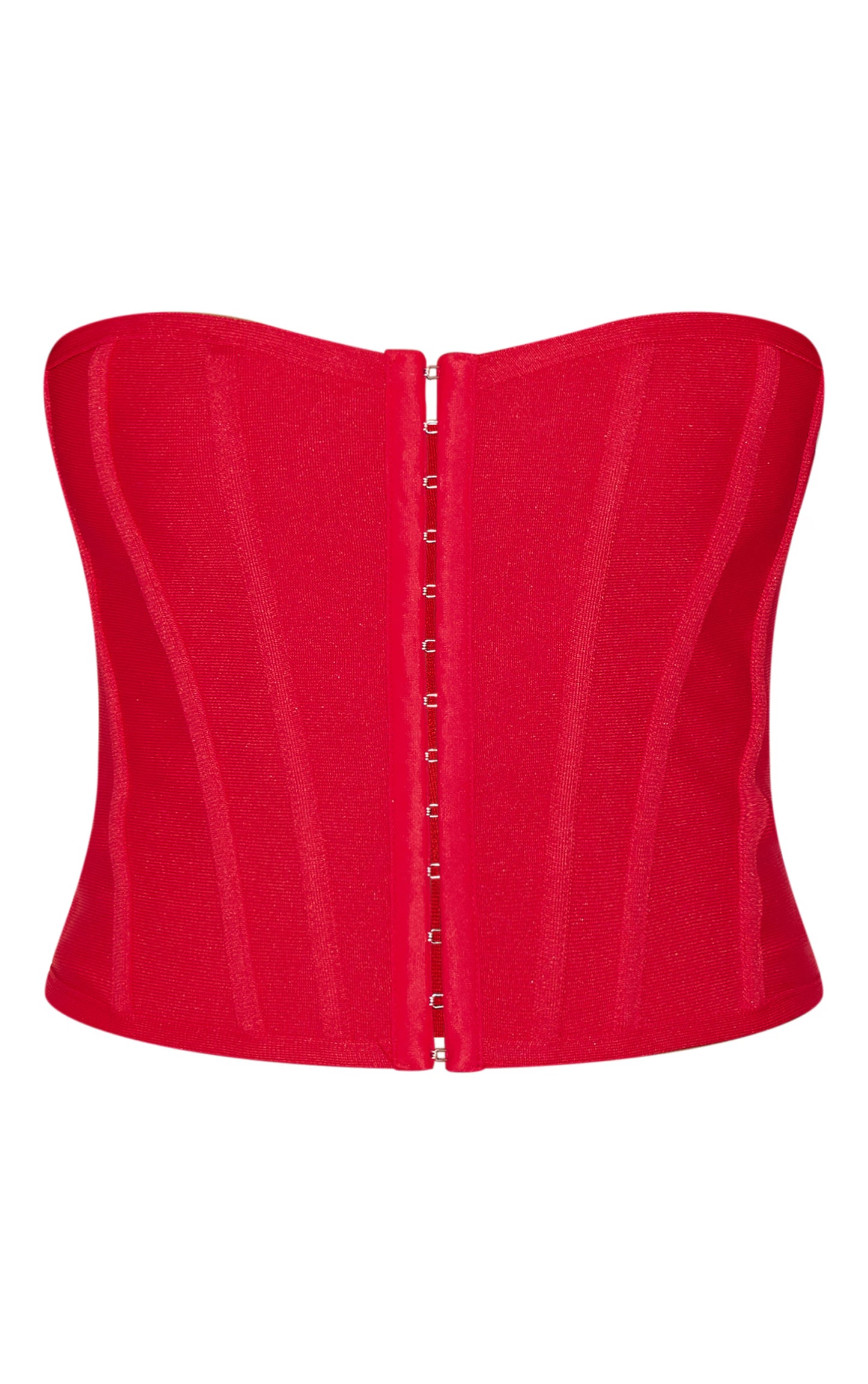 Dusty Red Bandage Hook And Eye Structured Corset