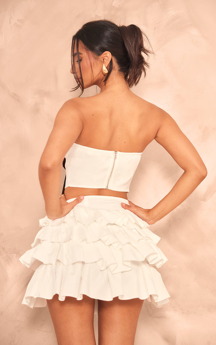 Petite White Bandeau Bow Corset Top
