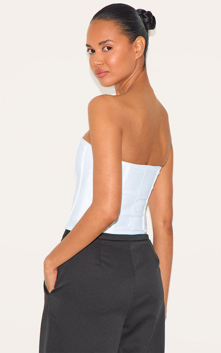 White Bandage Hook And Eye Structured Corset