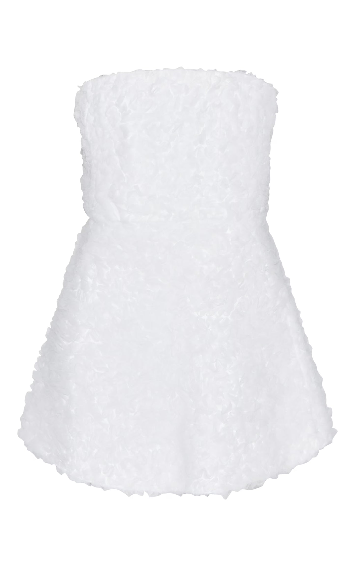 Premium White Tulle Floral Ruffle A-line Dress
