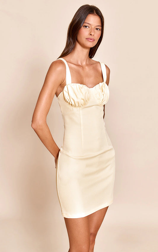 Lemon Ruched Cup Detail Sleeveless Bodycon Dress