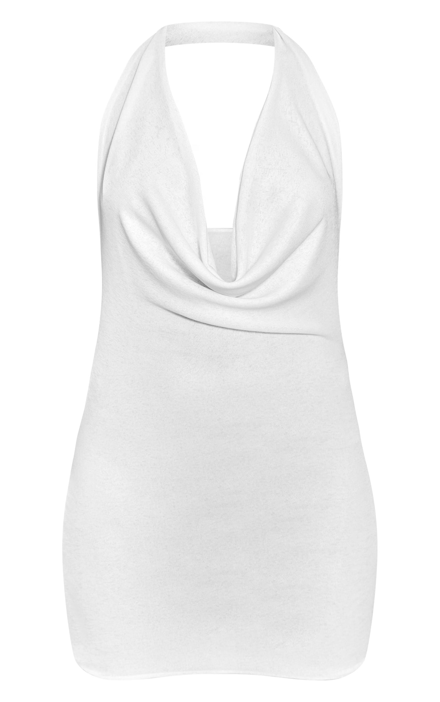 White Cowl Neck Onion Skin Bodycon Dress
