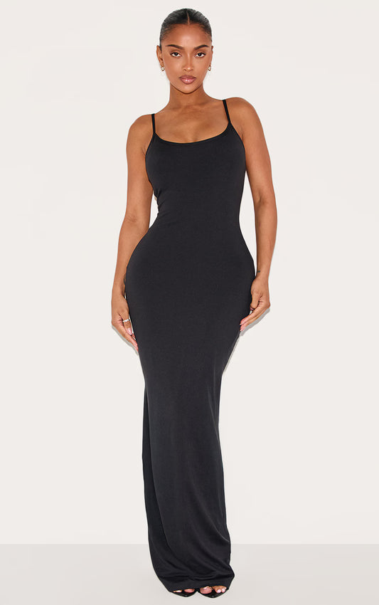 Shape Black Built In Shapewear Sculpt Strappy Maxi Dress