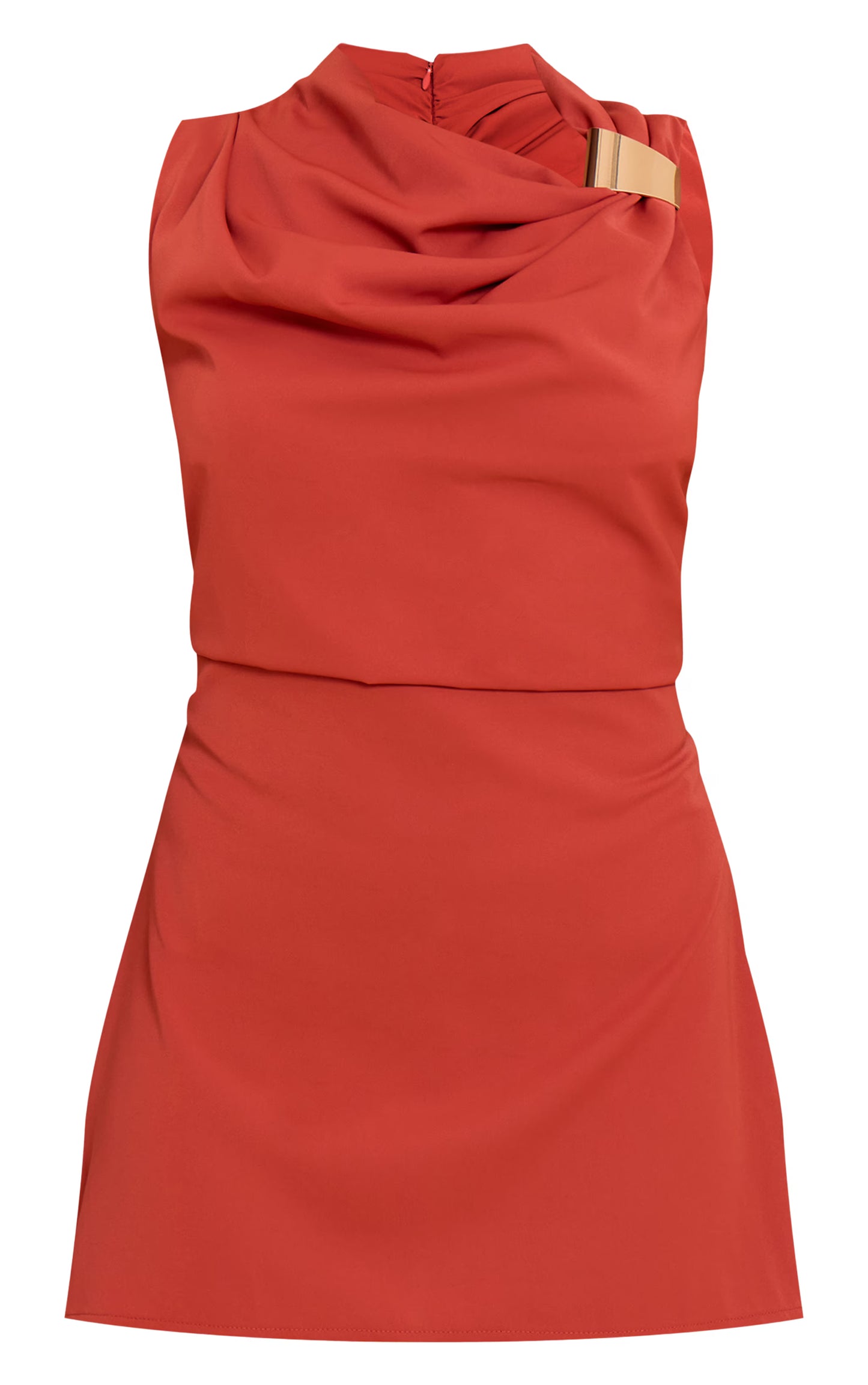Burnt Orange Trim Shift Mini Dress