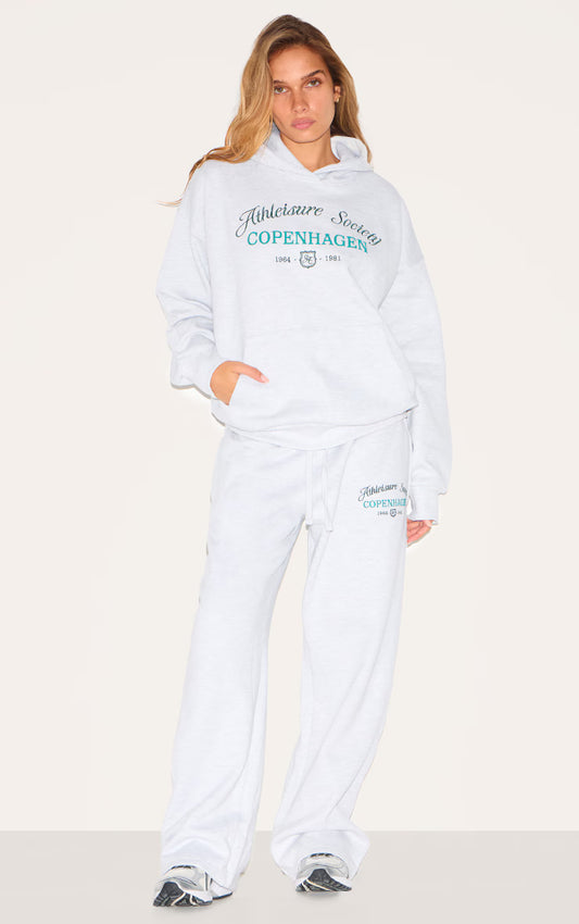 Ash Grey Premium New York Embroidered Straight Leg Sweatpant