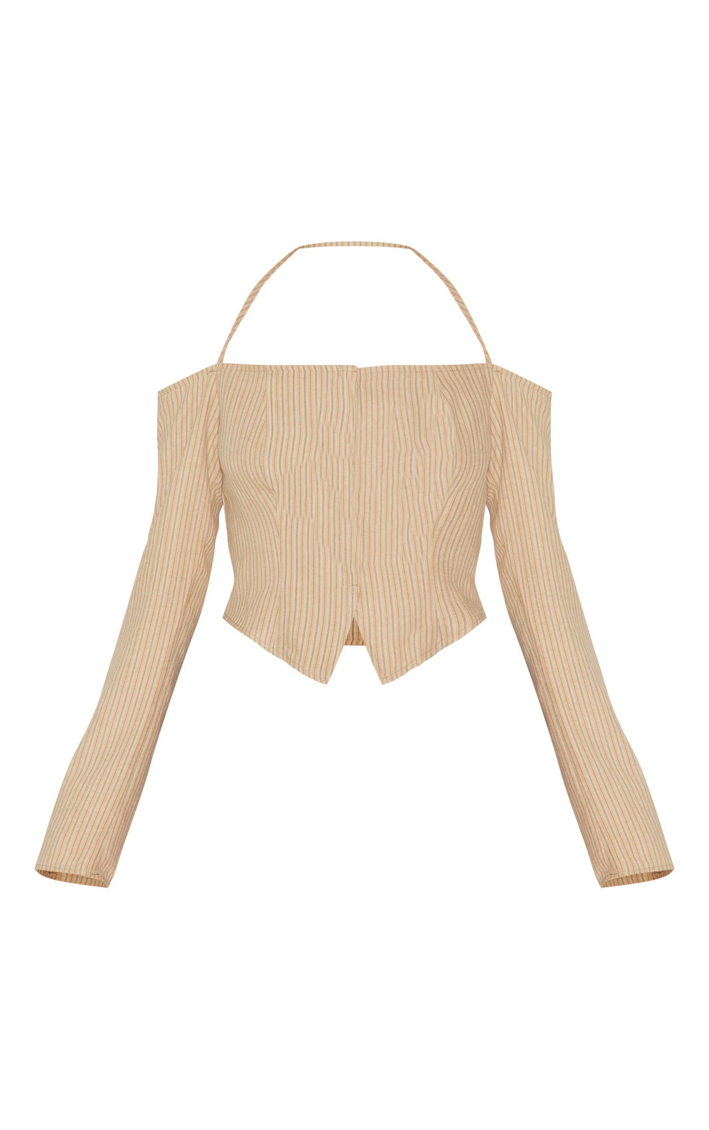 Cream Striped Bardot Peach Skin Flared Shirt