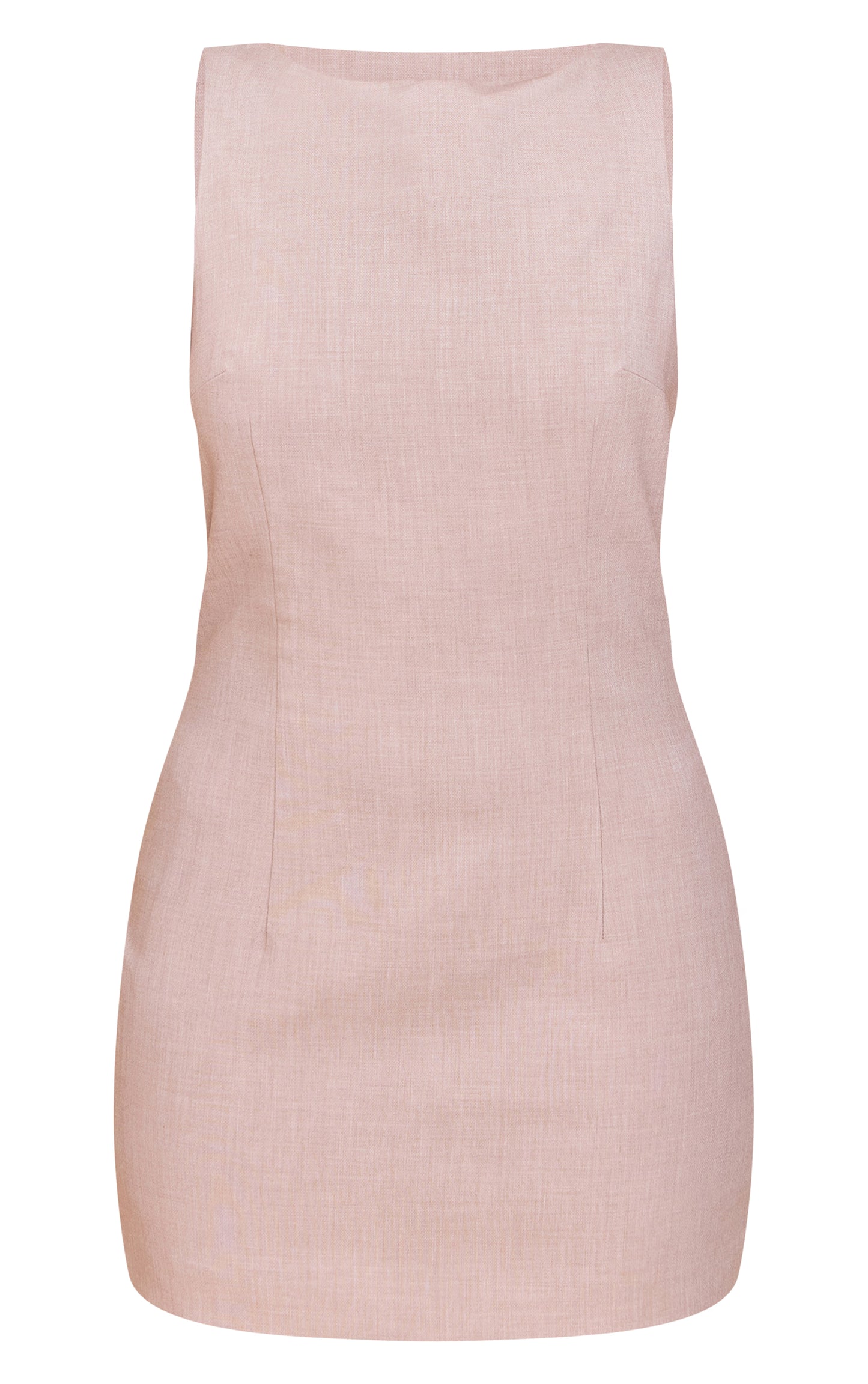 Beige Woven Slash Neck Mini Dress