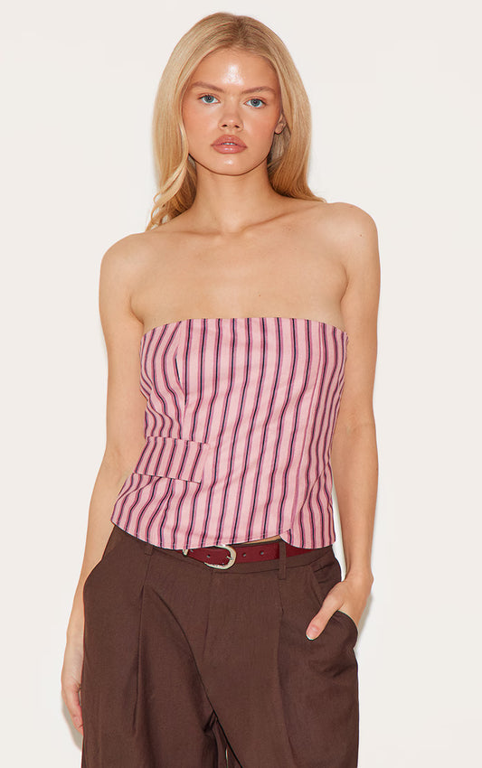 Pink Corduroy Striped Bandeau