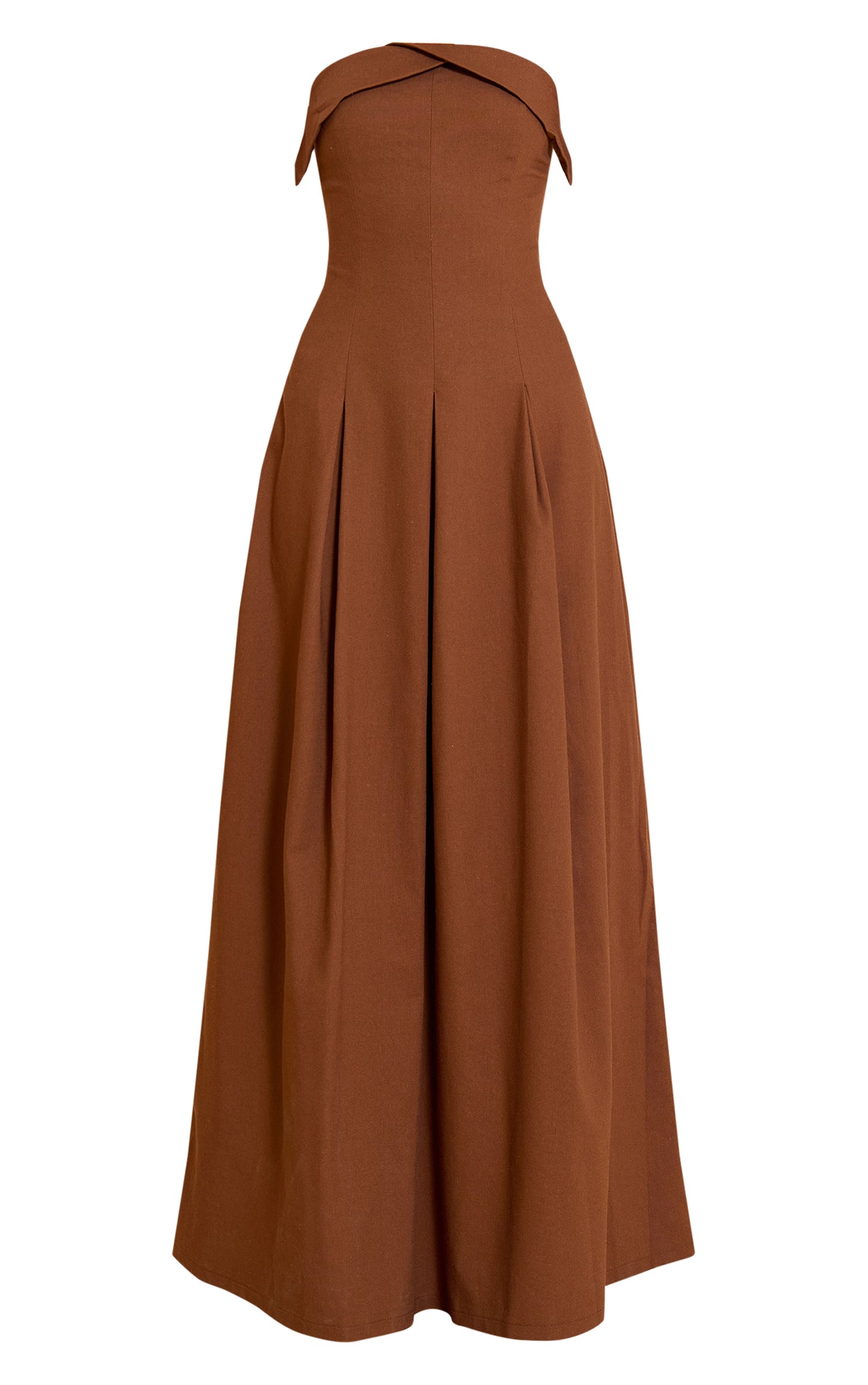 Chocolate Bandeau Pleated Midaxi Dress