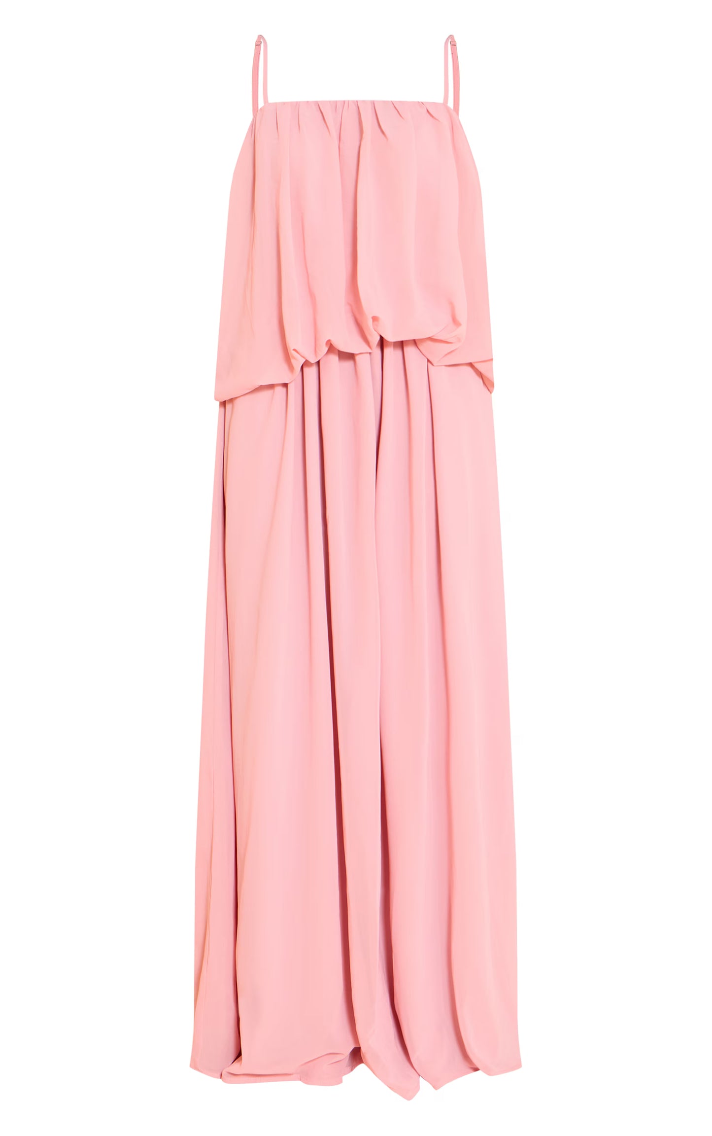 Blush Chiffon Layered Puffball Maxi Dress