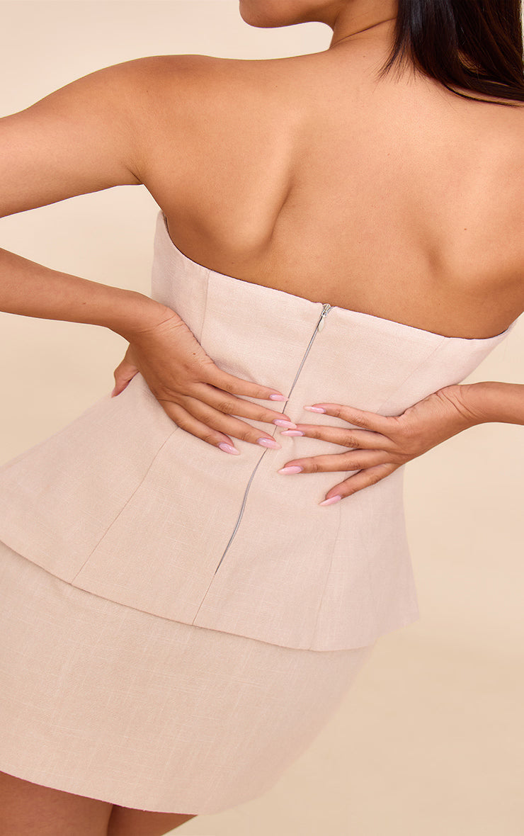 Natural Premium Linen Longline Bandeau Top