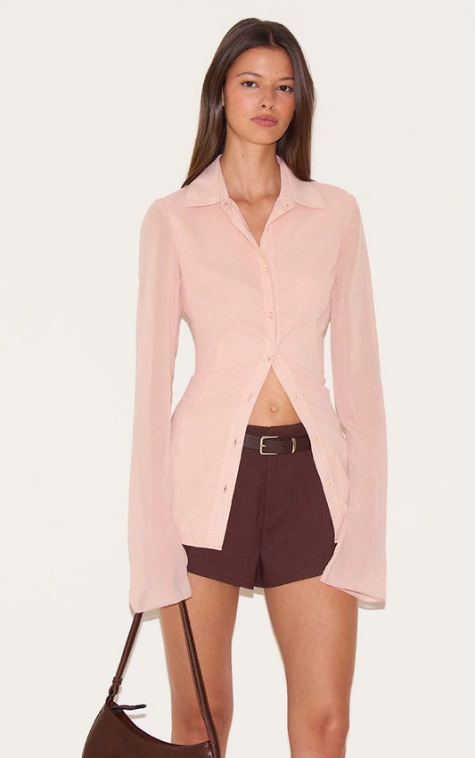 Dusty Pink Fitted Chiffon Shirt