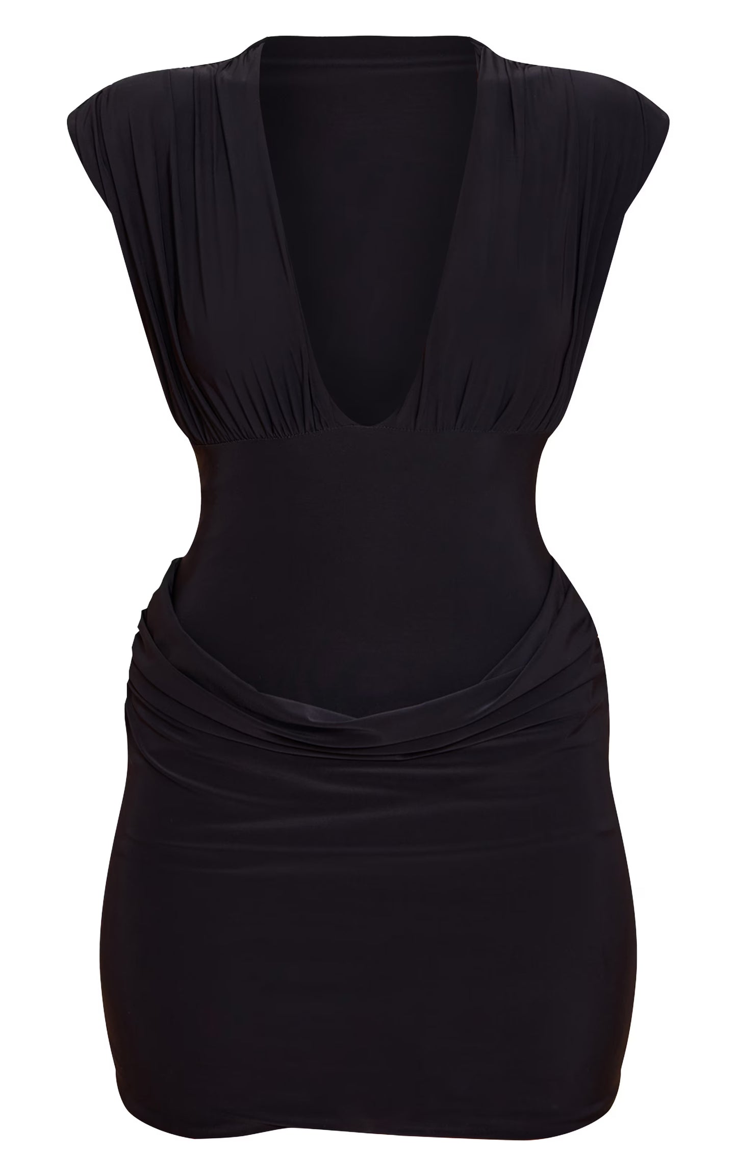 Black Soft Touch Cowl Drape Mini Dress