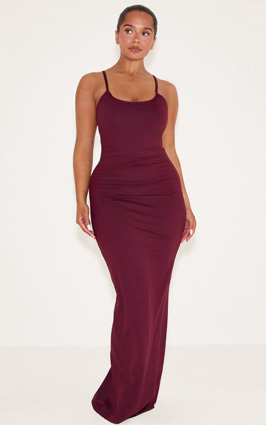 Shape WINE Built In Shapewear Sculpt Strappy Maxi Dress
