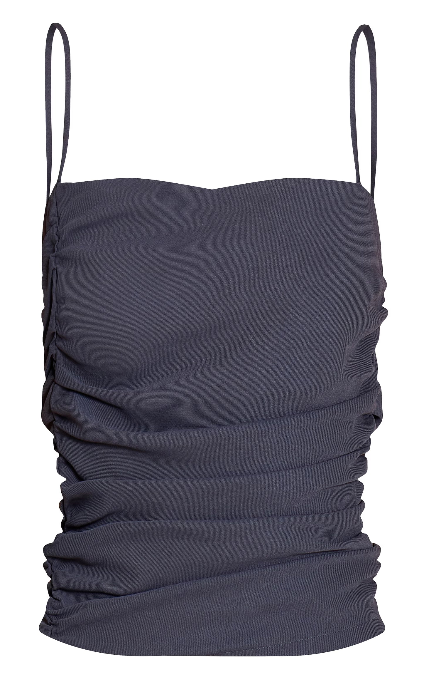 Charcoal Woven Ruched Front Detail Strappy Top