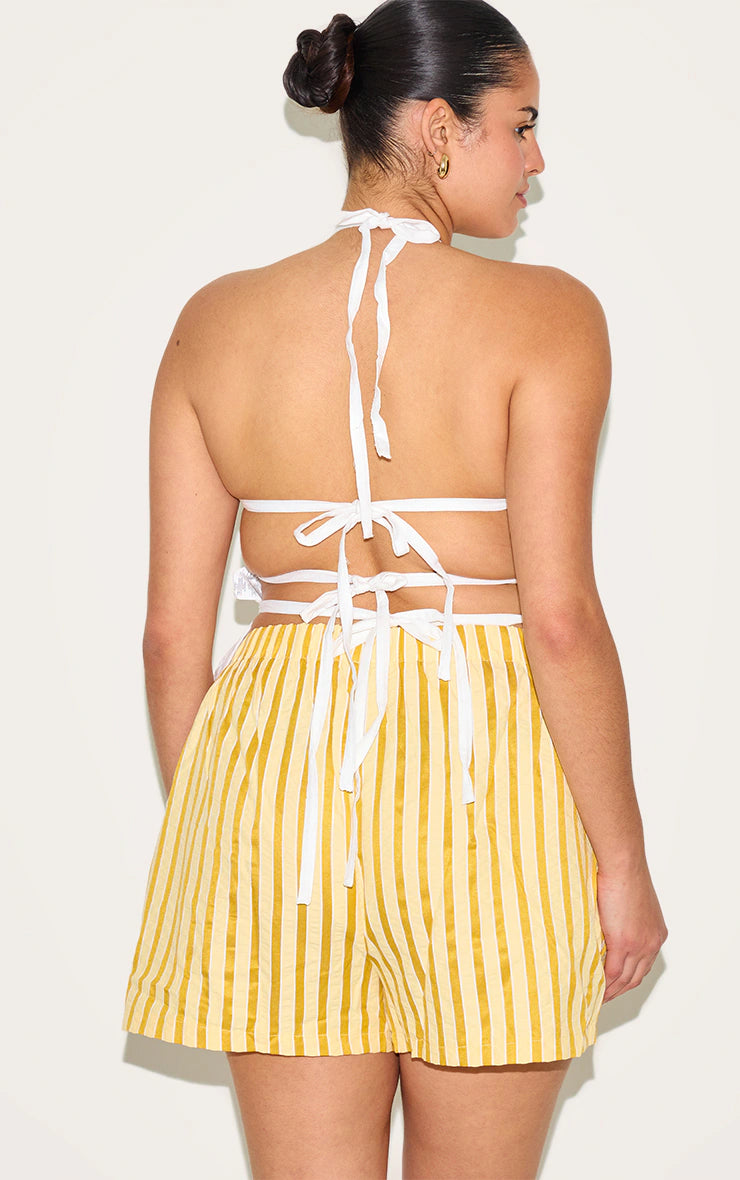 Plus White Linen Tiered Tie Back Long Top