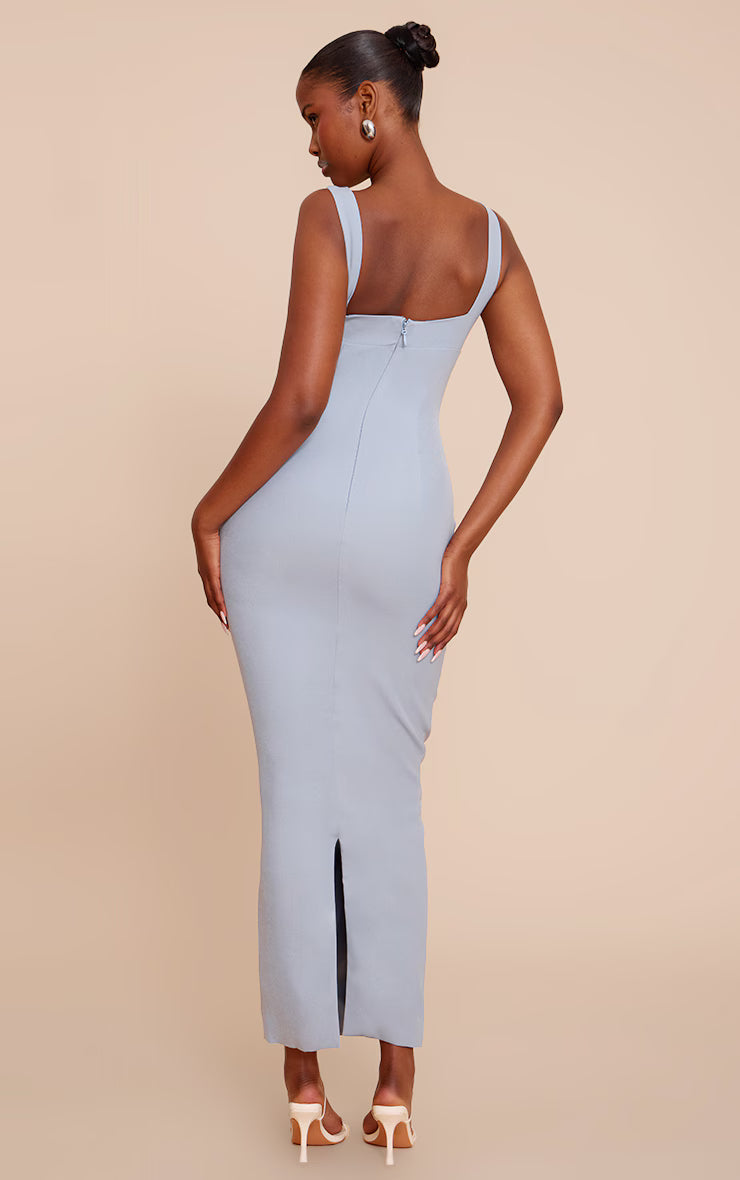 Light Blue Scoop Back Maxi Dress
