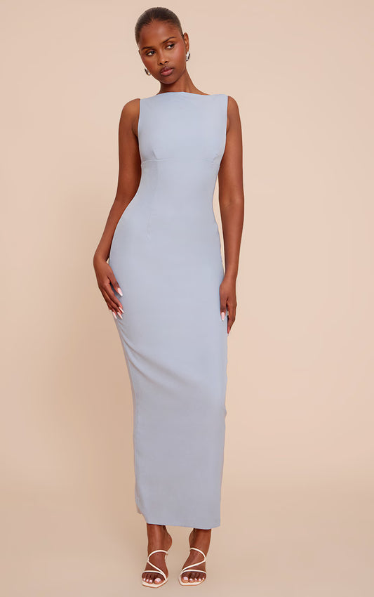 Light Blue Scoop Back Maxi Dress