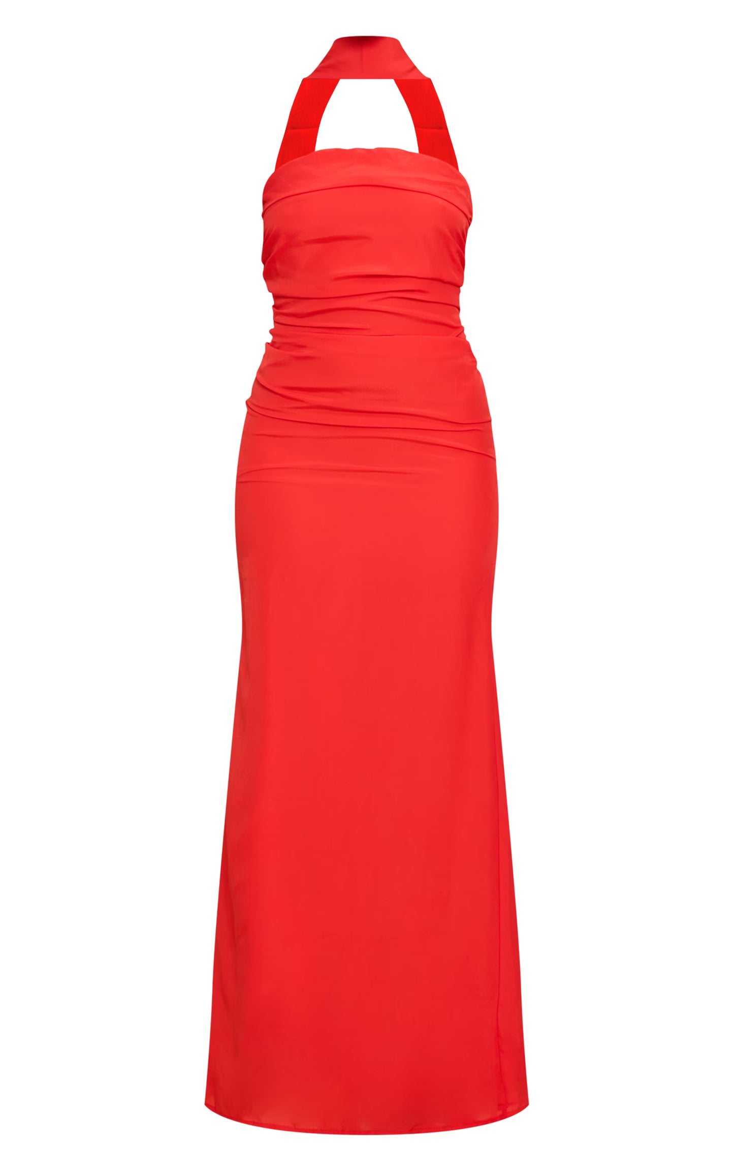 Red Bandeau Scarf Detail Chiffon Maxi Dress