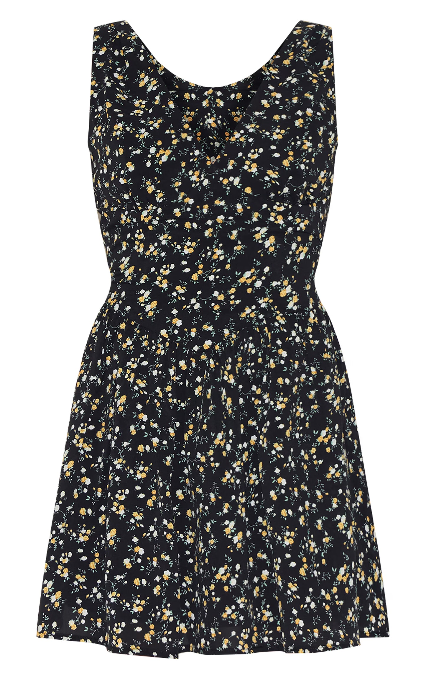 Petite Black Floral Detail Mini Shift Dress