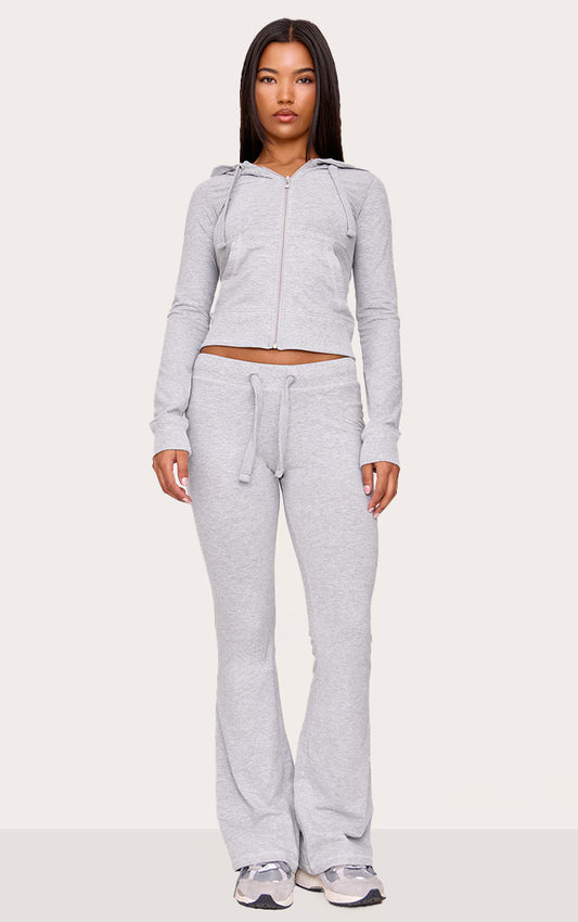 Grey Marl Low Rise Skinny Flare Pants