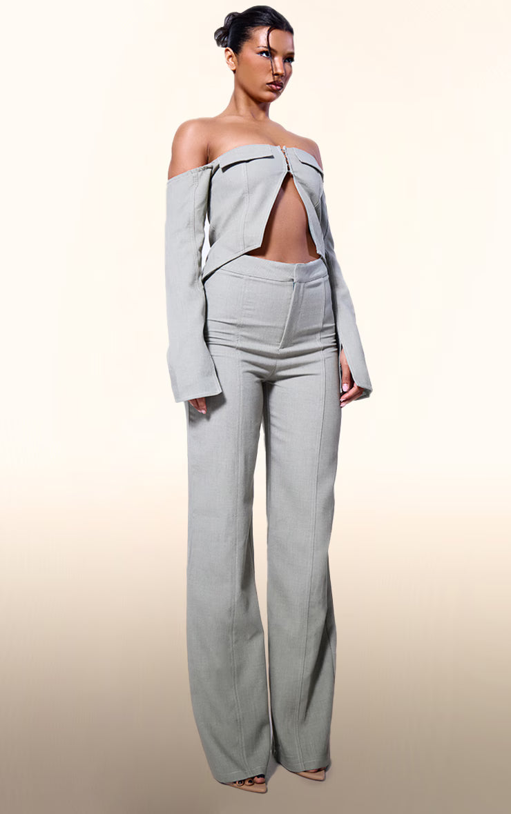 PLT Label Sage Green Contrast Stitch Corset Top