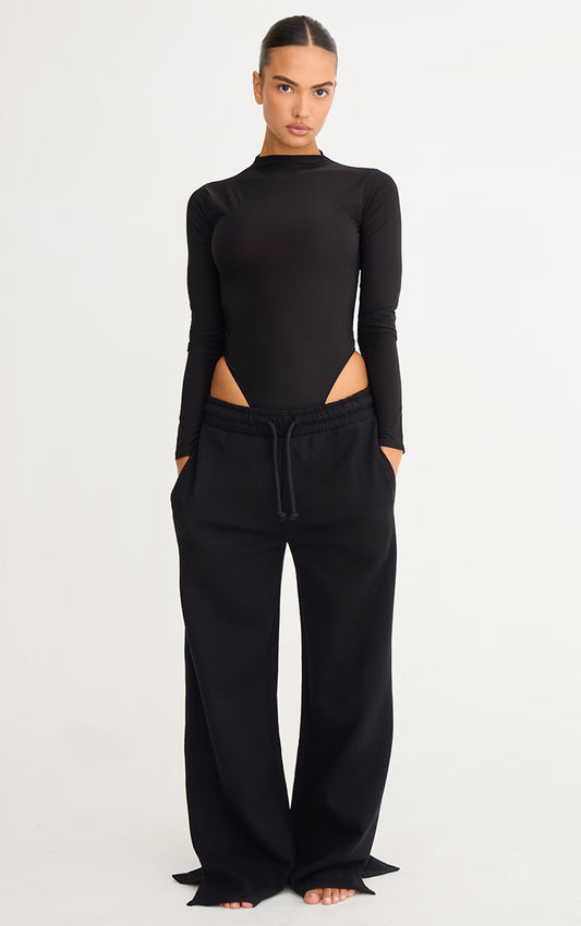 Black Slinky High Neck Long Sleeve Bodysuit