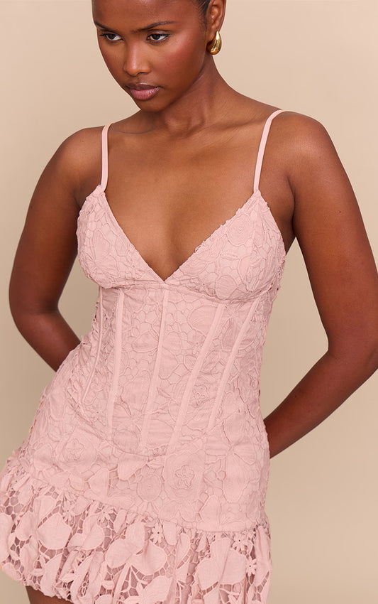 Pink Floral Cup Detail Extreme Puffball Hem Dress