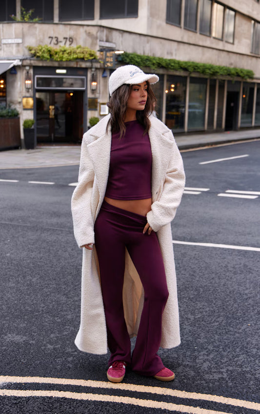 Burgundy Premium Soft Touch Skinny Flare Pants