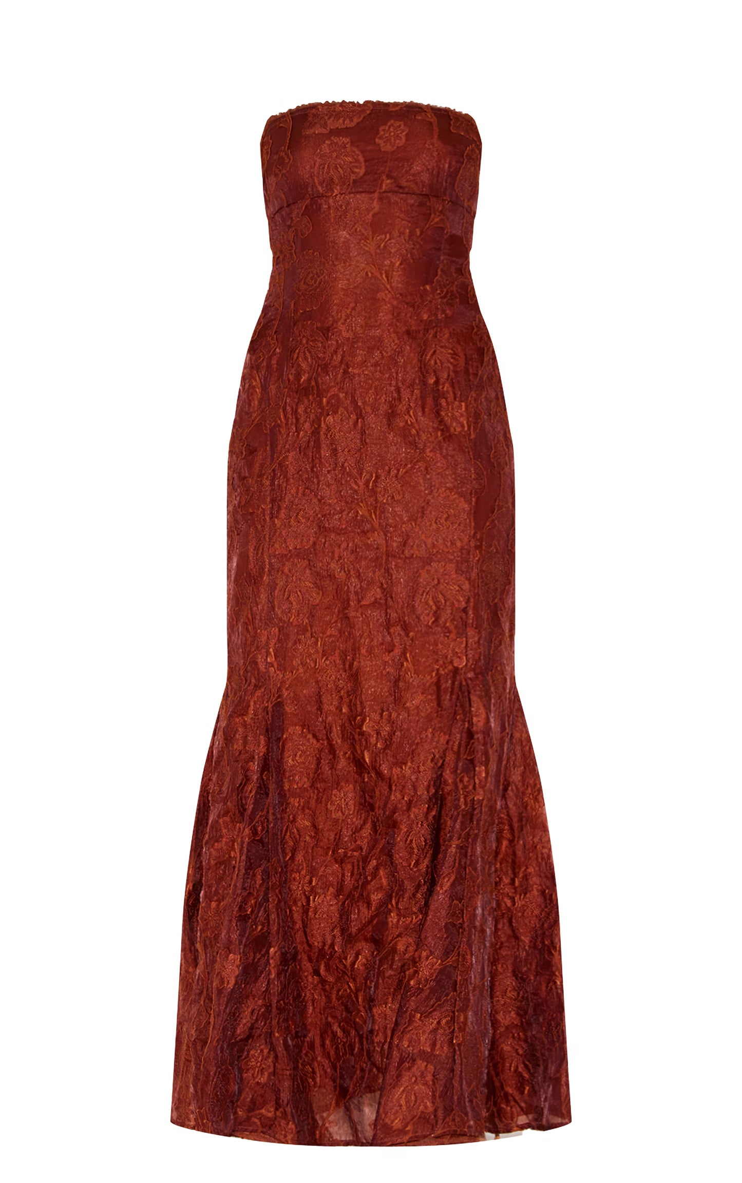Chestnut Textured Lace Up Back Maxi Dress