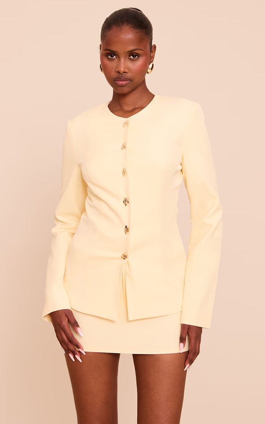 Butter Yellow Tailored Mini Skirt