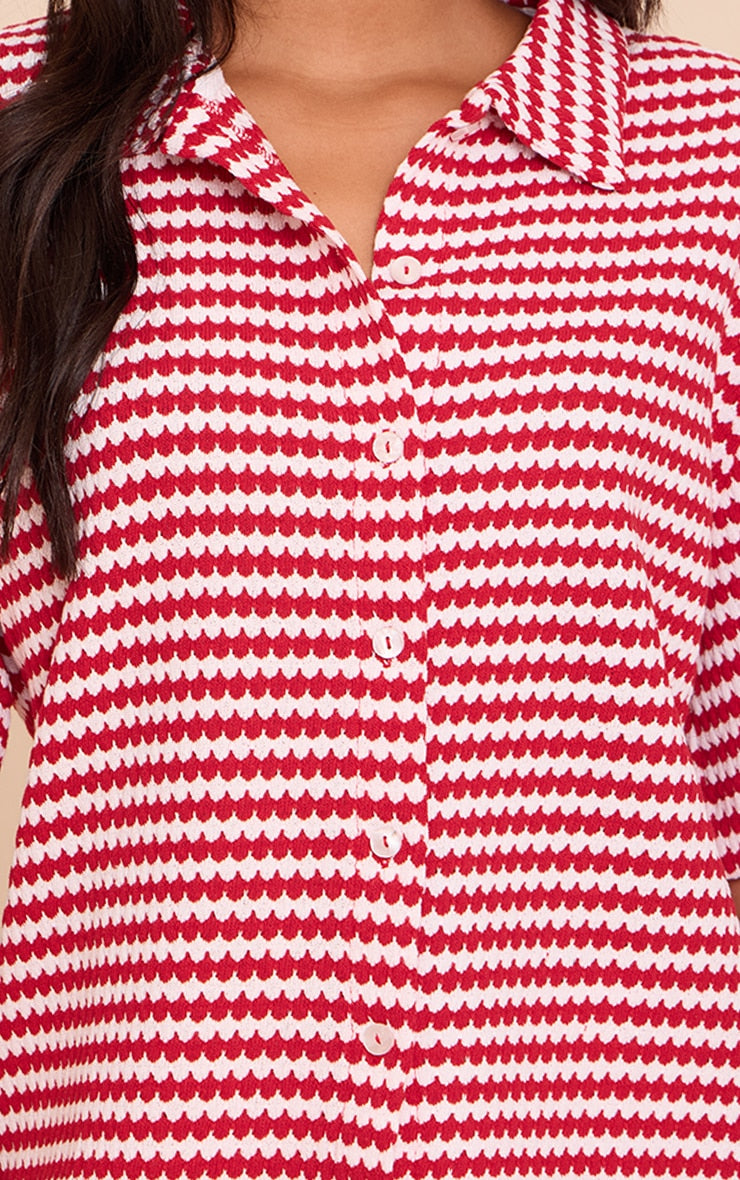 Red Stripe Textured Stripe Shirt